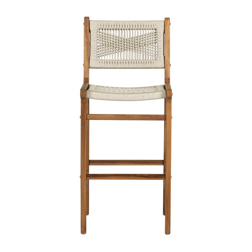 South Shore Balka Bar Teak Wood And Woven Rope Bar Stool | Wayfair